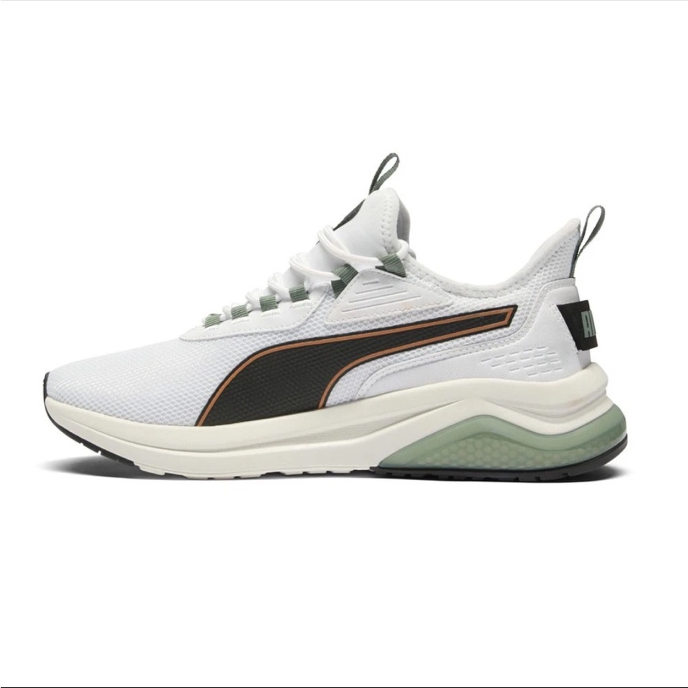 Puma White and Olive Athletic Shoes - Picture 2 of 3